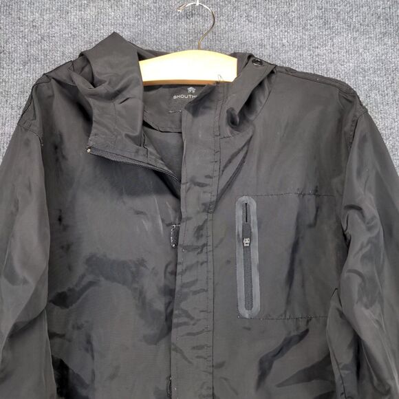 Shouthouse Full Zip Hooded Rain Jacket Mens Medium Long Sleeve Black Polyester - Picture 3 of 12